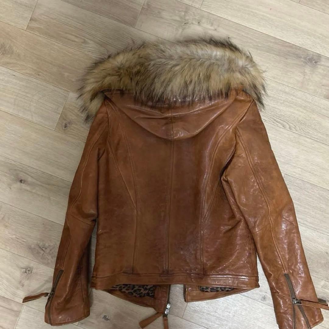 goa本革レザージャケット　ラクーンフード