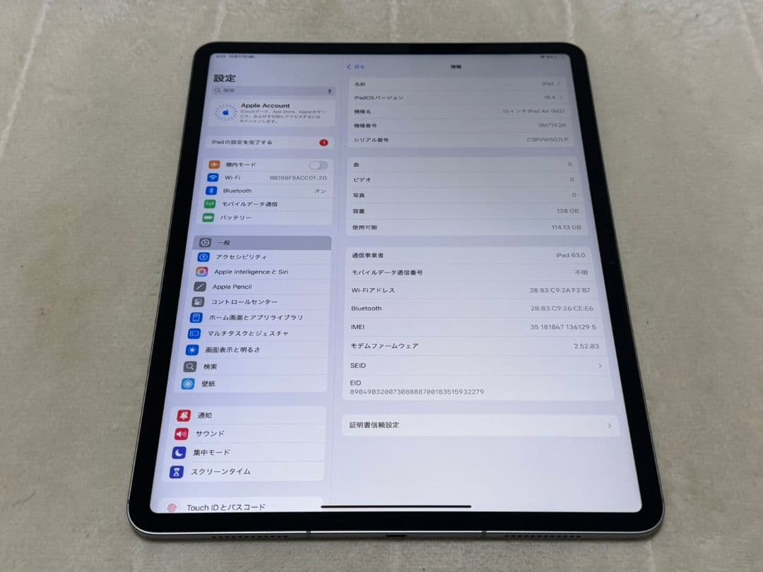 iPad Air 6世代 13inch 128GB Wi-Fi+Cellular