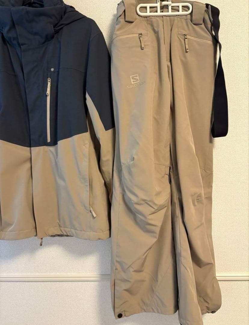 9/25日までセール！Salomonスキーウェア上S下XSベージュ／ダークグレー