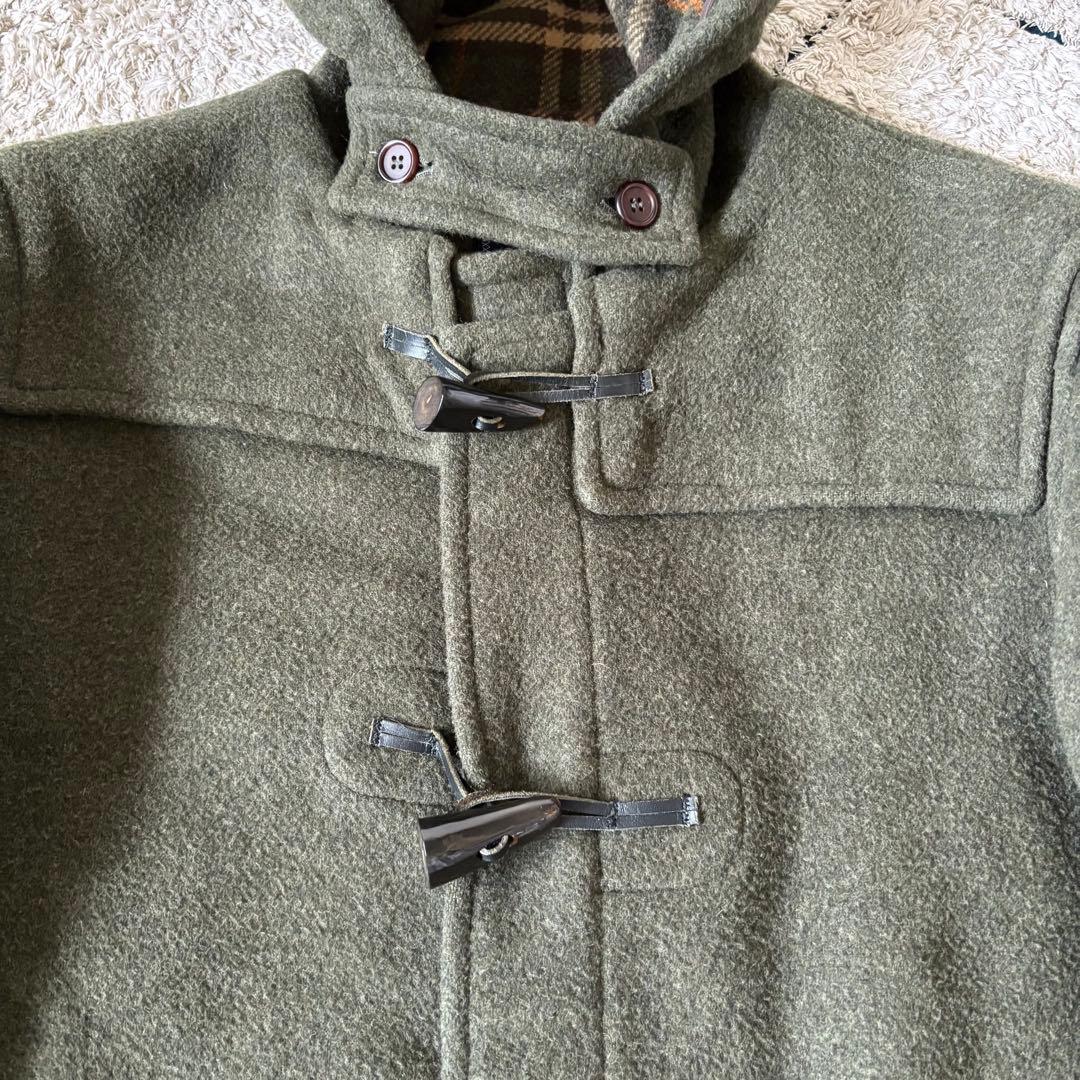 【美品✨】バーバリー　ダッフルコート　カーキ　オリーブグリーン　ウール　チェック