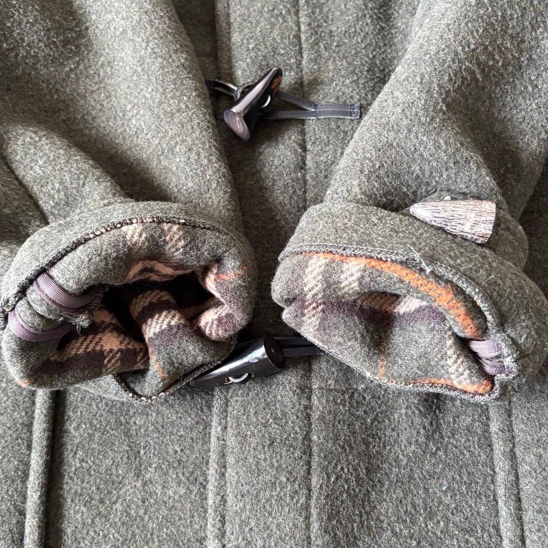 【美品✨】バーバリー　ダッフルコート　カーキ　オリーブグリーン　ウール　チェック