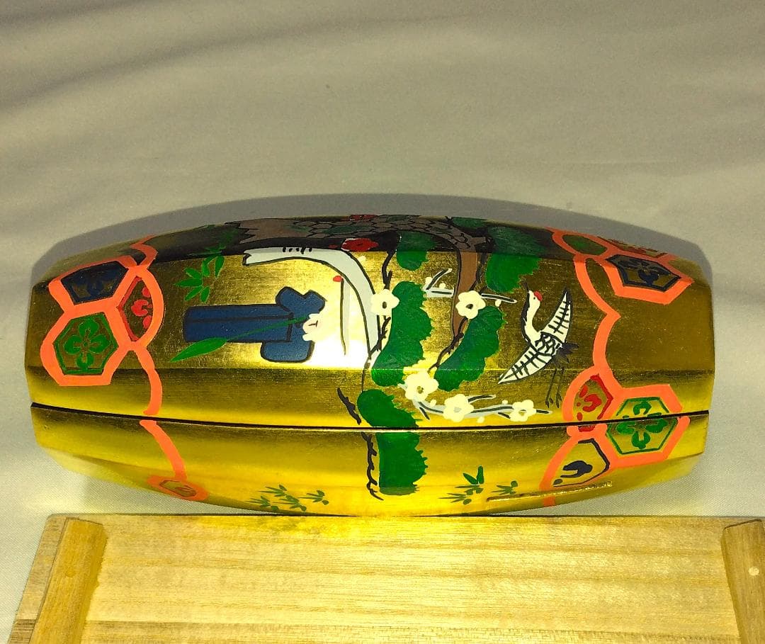 茶道具　加賀山中塗　蒔絵師中村湖彩作　本金張ぶりぶり香合　美品！！