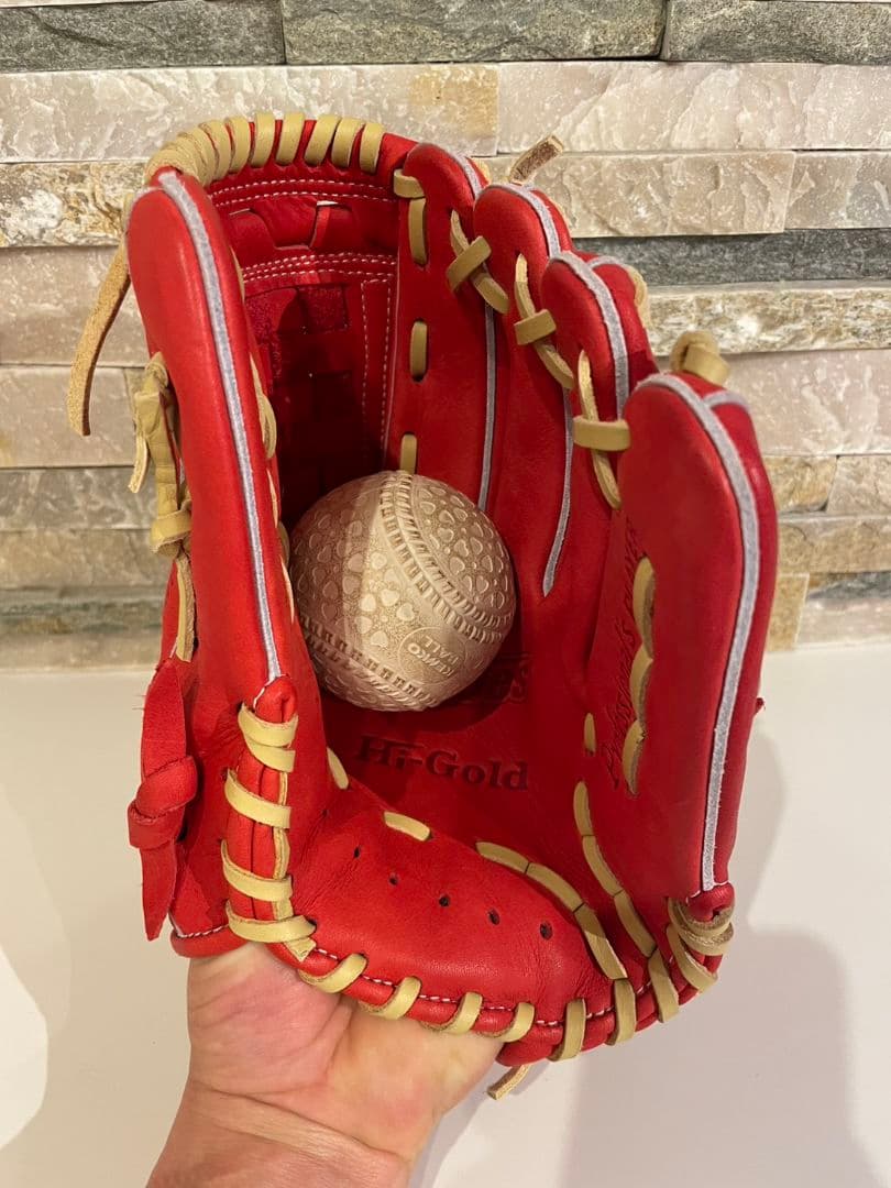 Hi-Gold ナチュラルフィール 少年軟式グローブ レッド