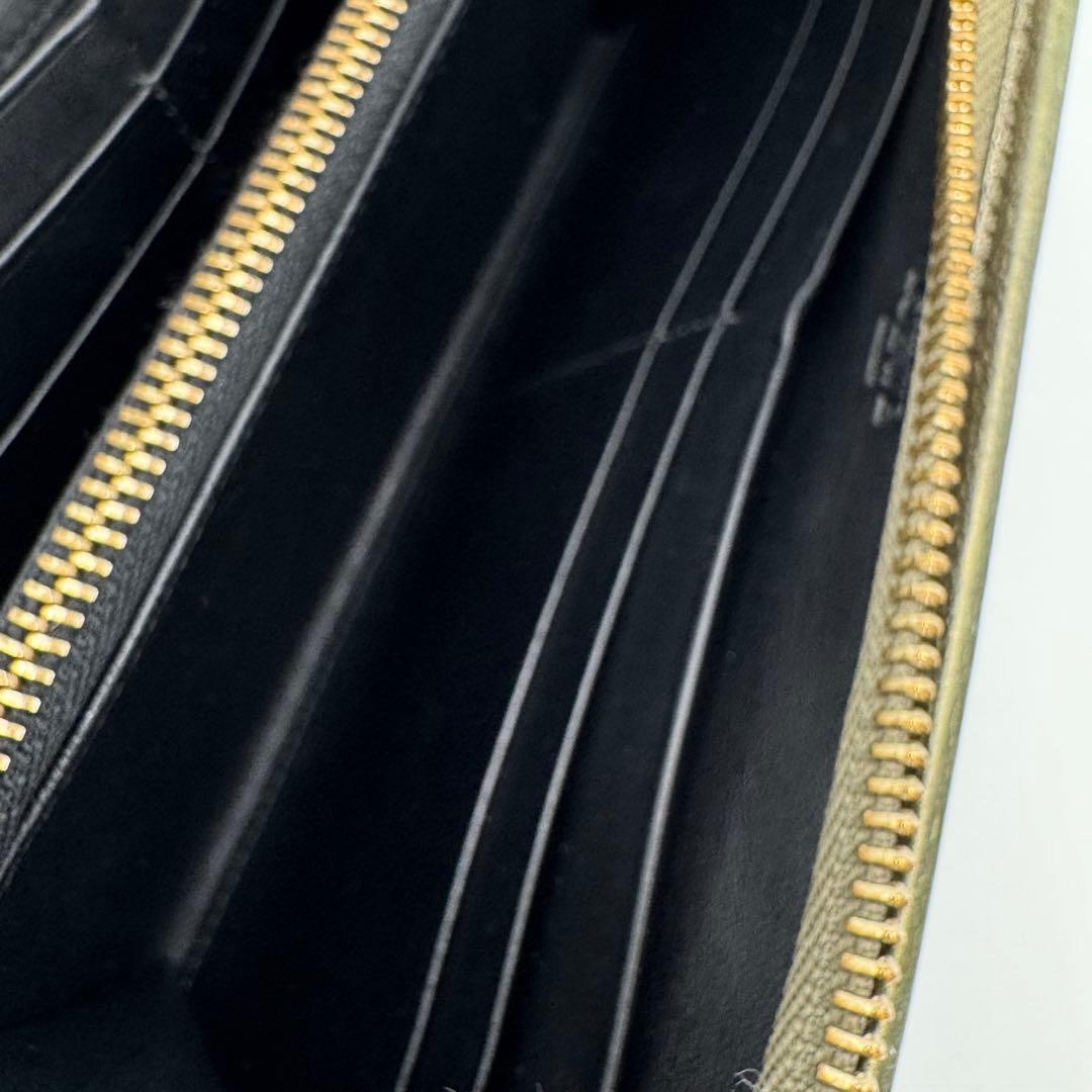 LOEWE ロエベ アナグラム レザー ラウンド 長財布 カーキゴールド