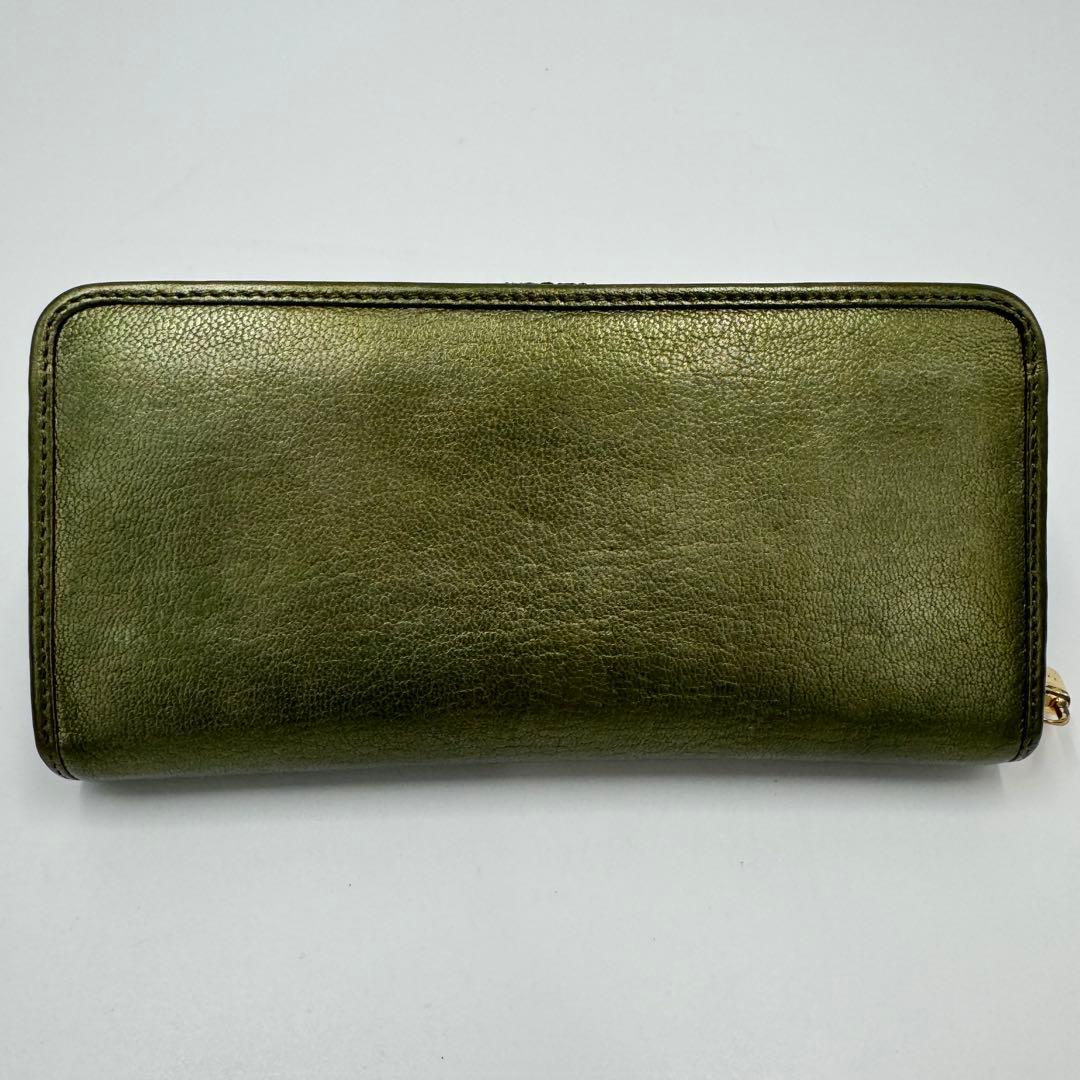 LOEWE ロエベ アナグラム レザー ラウンド 長財布 カーキゴールド