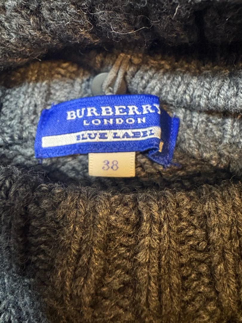 【バーバリーブルーレーベル】グレータートルネック　半袖ニット　ワンピース　38