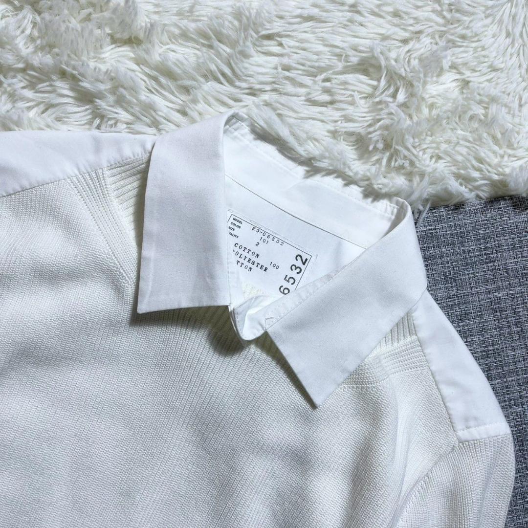 （美品）サカイ カットソー 綿100% 白 長袖シャツ ニット 切り替え