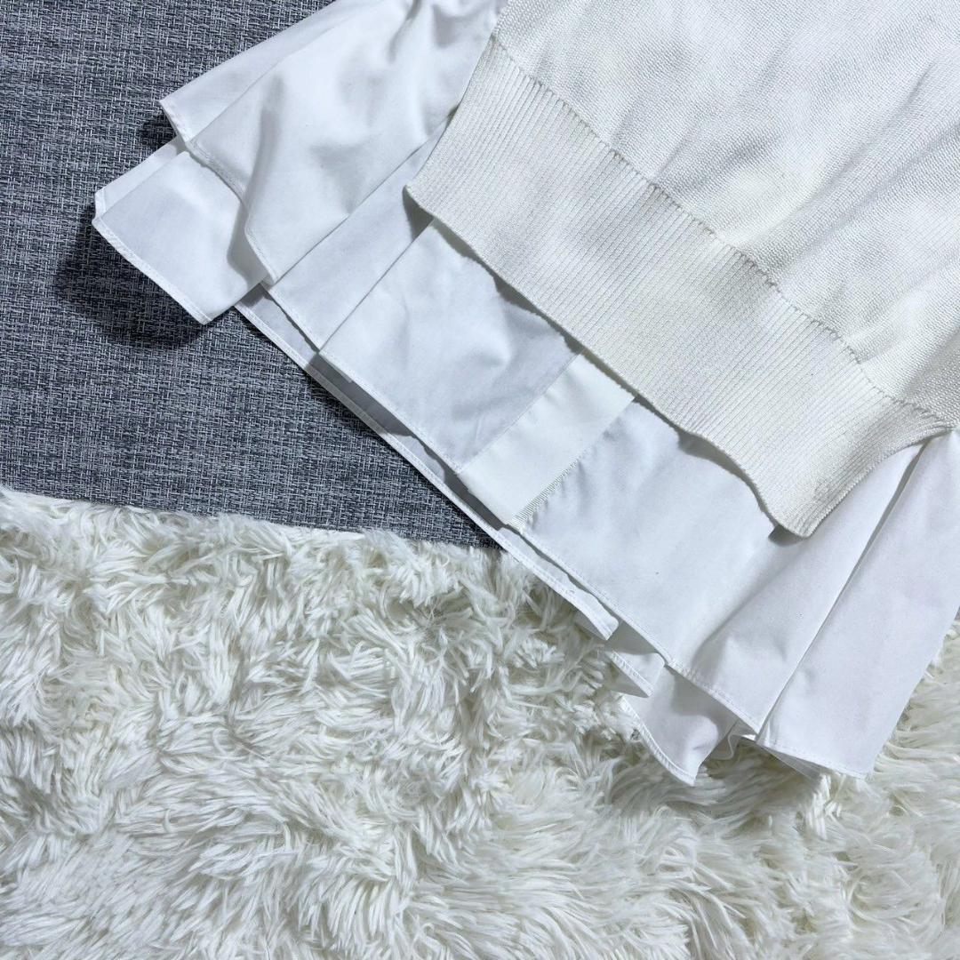 （美品）サカイ カットソー 綿100% 白 長袖シャツ ニット 切り替え