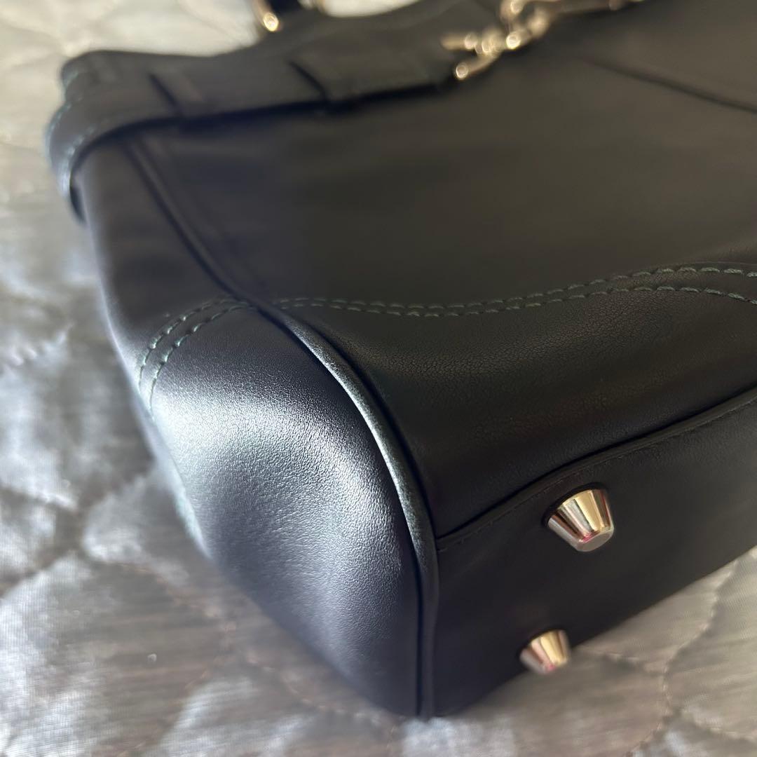 レア！グリーンステッチ COACH コーチ レザー キャリオールトート A4 黒