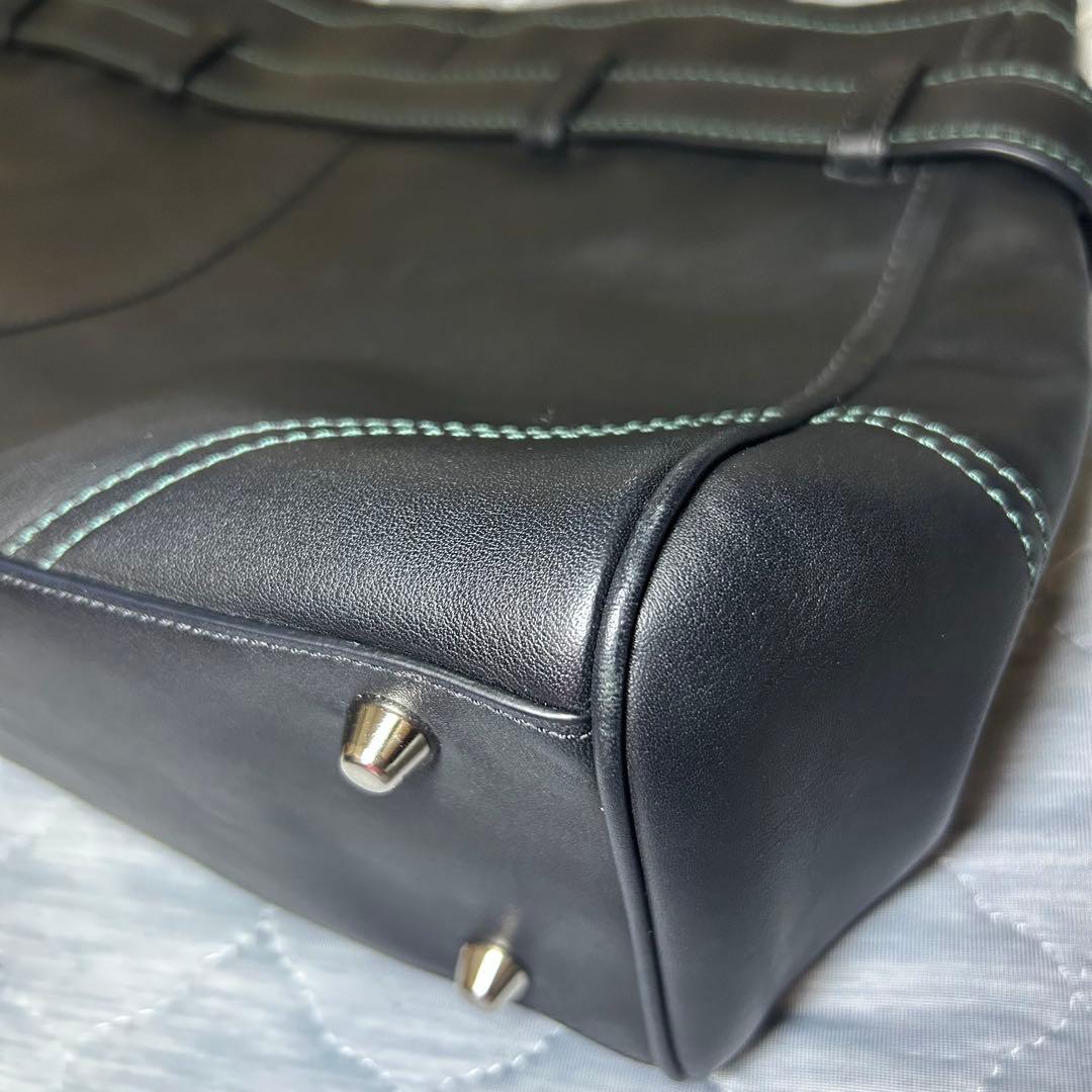レア！グリーンステッチ COACH コーチ レザー キャリオールトート A4 黒