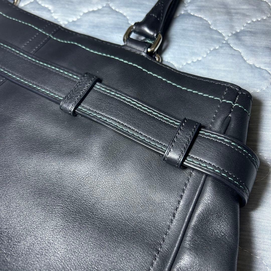 レア！グリーンステッチ COACH コーチ レザー キャリオールトート A4 黒