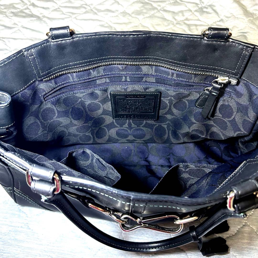 レア！グリーンステッチ COACH コーチ レザー キャリオールトート A4 黒