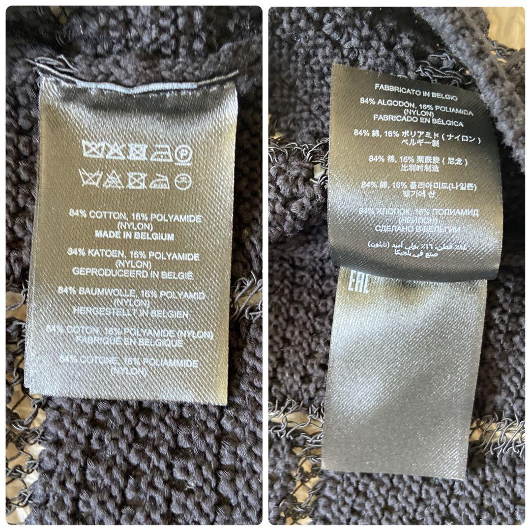 美品　ドリスヴァンノッテン　透かし編みニットポロシャツ　ブラック　M位