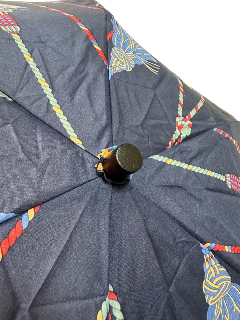 【美品】MANIPURI マニプリ 晴雨兼用　折り畳み傘 タッセル柄 ネイビー