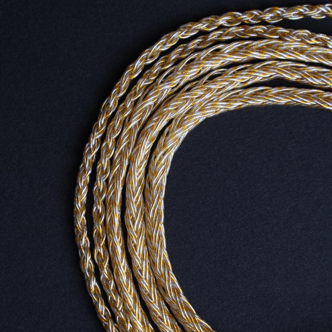 【1点のみ】16芯 超希少 銀線＆金線撚り合わせ 0.78 2ピン/3.5mm