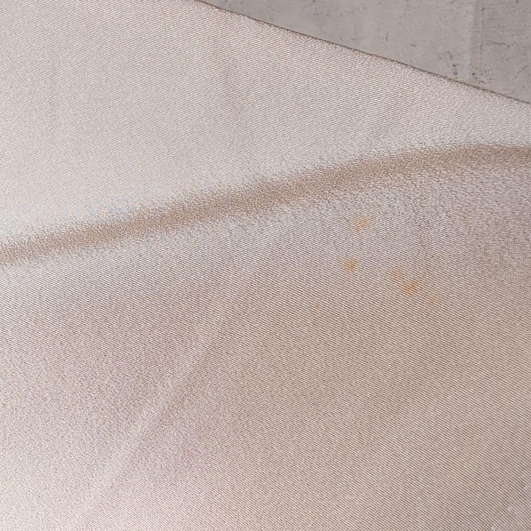 訪問着　フルセット　着物　正絹　加賀友禅　虫食い　淡いベージュ　枝葉　落款O2