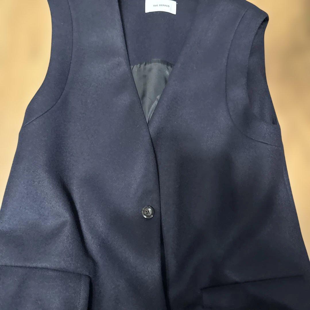 THE RERACS リラクス メルトンウール ロングジレ ネイビー 36