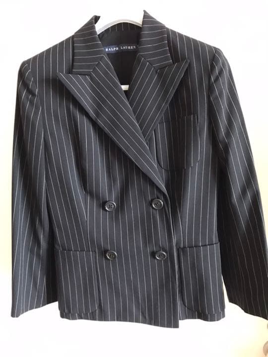 ラルフ・ローレン　黒地白ストライプ　フレア　スーツセット