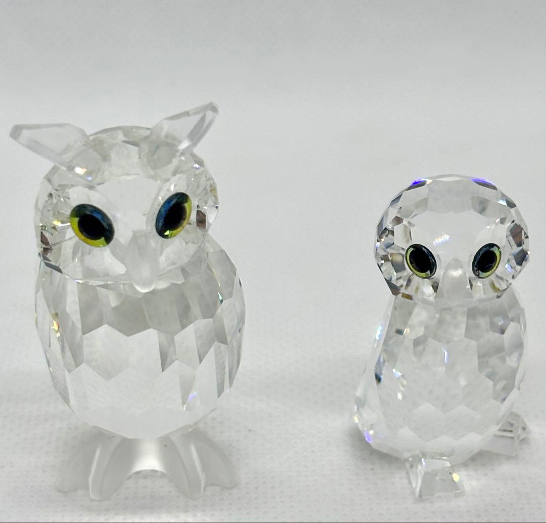 #スワロフスキー クリスタル フクロウ 2体セットP-5