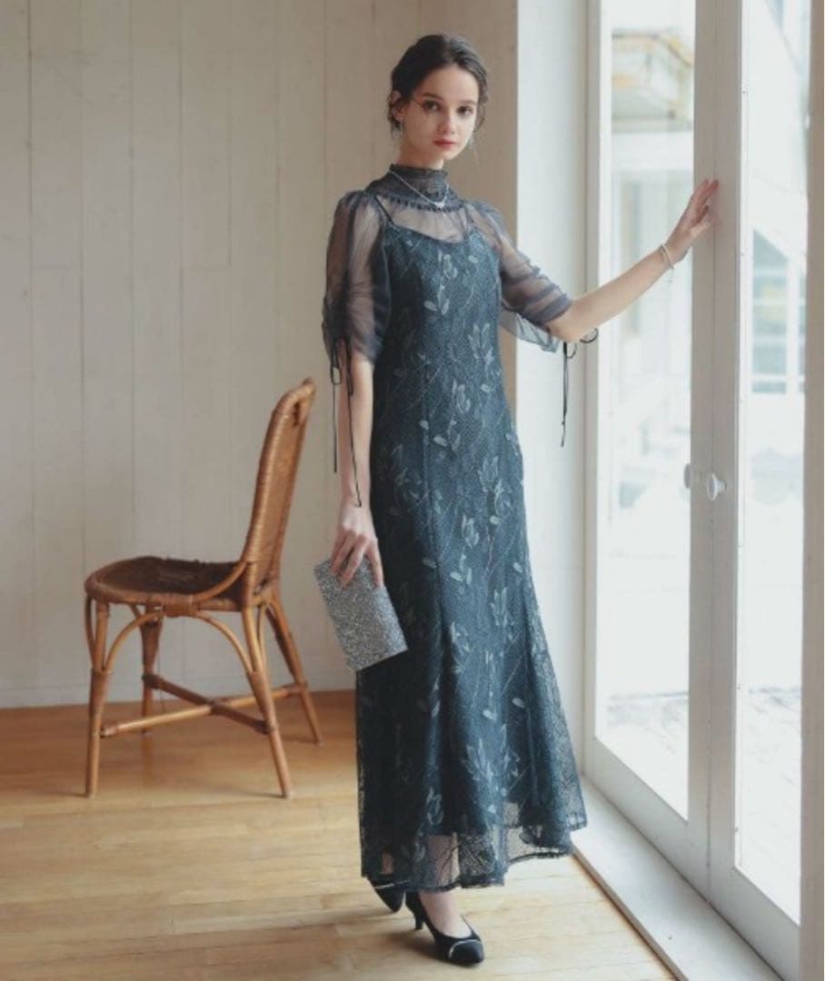 Dorry Doll ブラウスセットフラワーレースドレス　アーミーカーキ