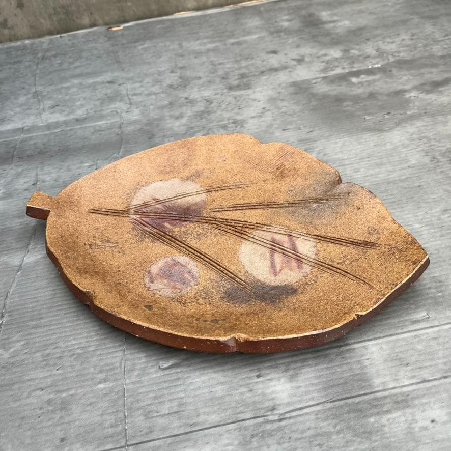 葉皿 平皿 大判 重要無形文化財 藤原雄工房 希少 1点もの アンティーク