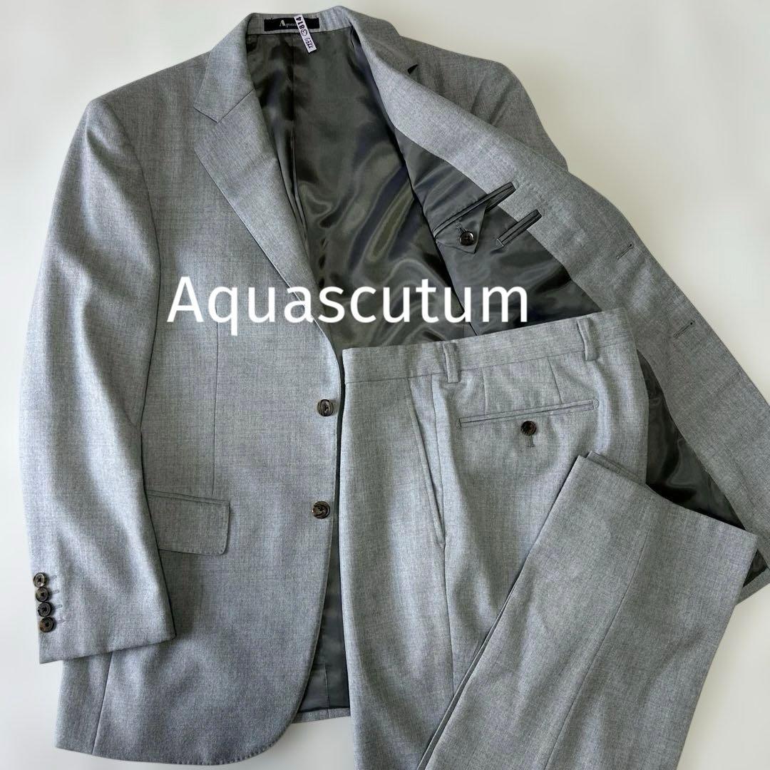 美品 20万 アクアスキュータム 日本製 フランネルウール シングルスーツA5