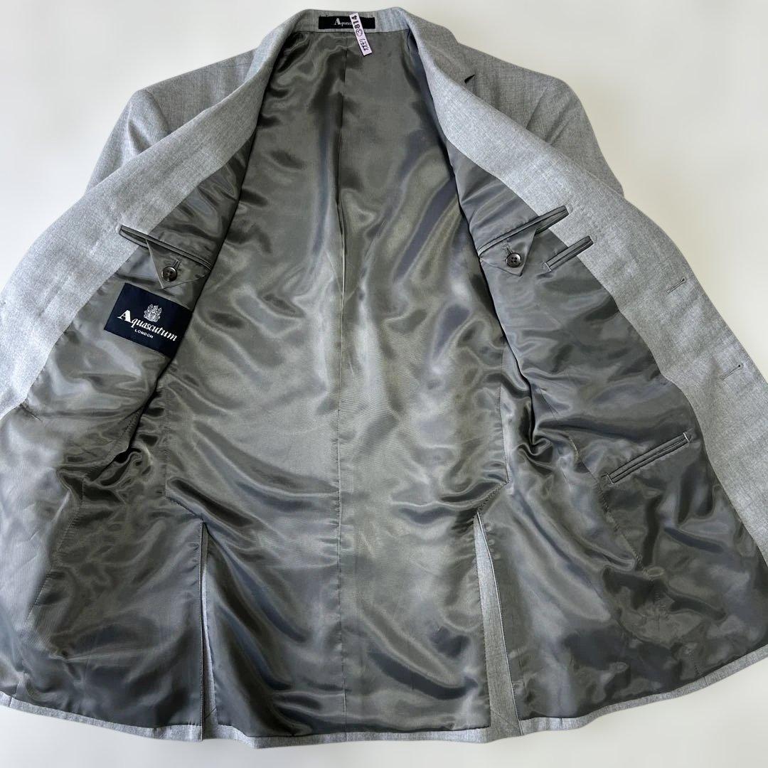 美品 20万 アクアスキュータム 日本製 フランネルウール シングルスーツA5