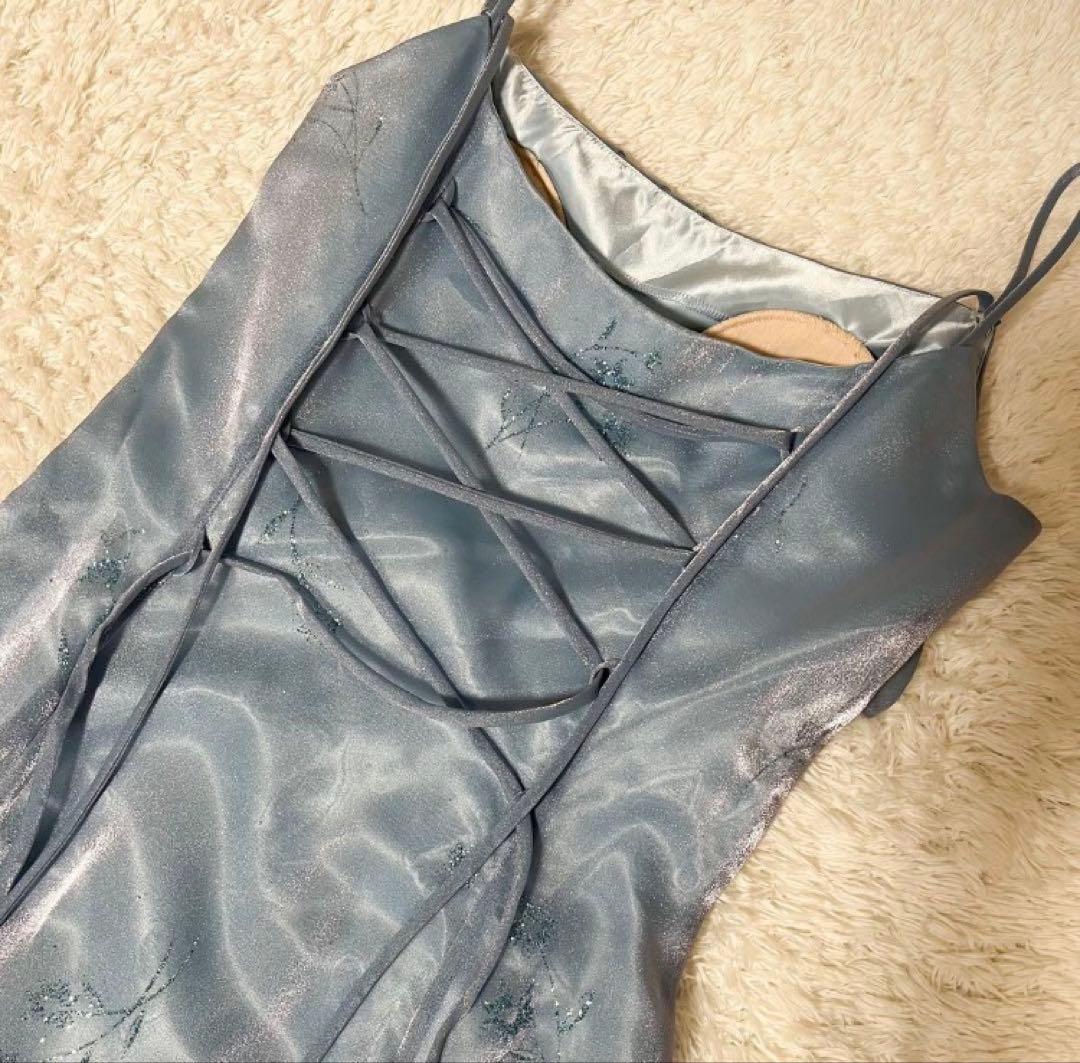 AIMER ロングドレス ラメ　演奏会 披露宴 ブルー