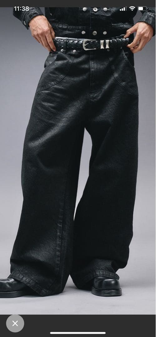 アンダーハンク　新作　14オンスワックスカーブデニム　sサイズ