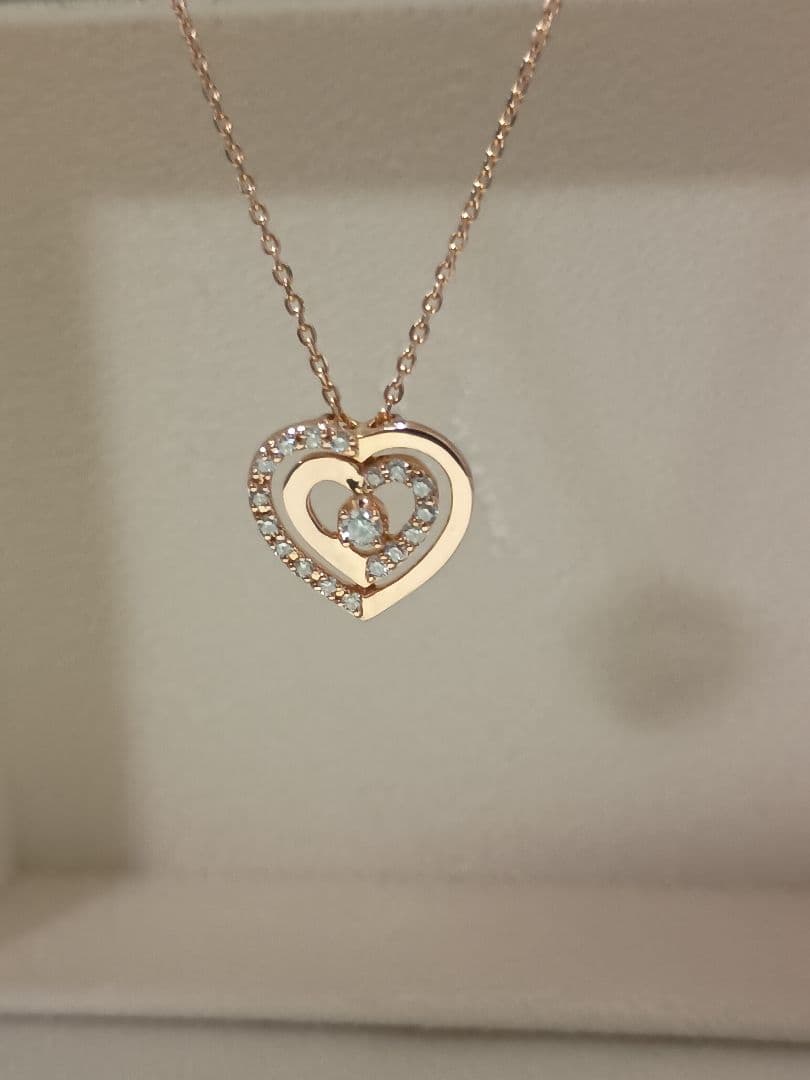 【お取り置き】ヴァンドーム青山 18金 PG ハート型 ダイヤモンド ネックレス