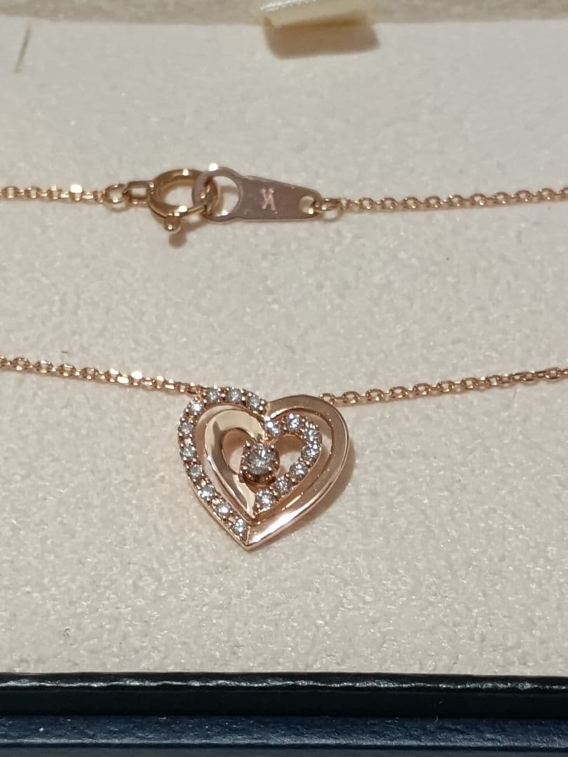 【お取り置き】ヴァンドーム青山 18金 PG ハート型 ダイヤモンド ネックレス