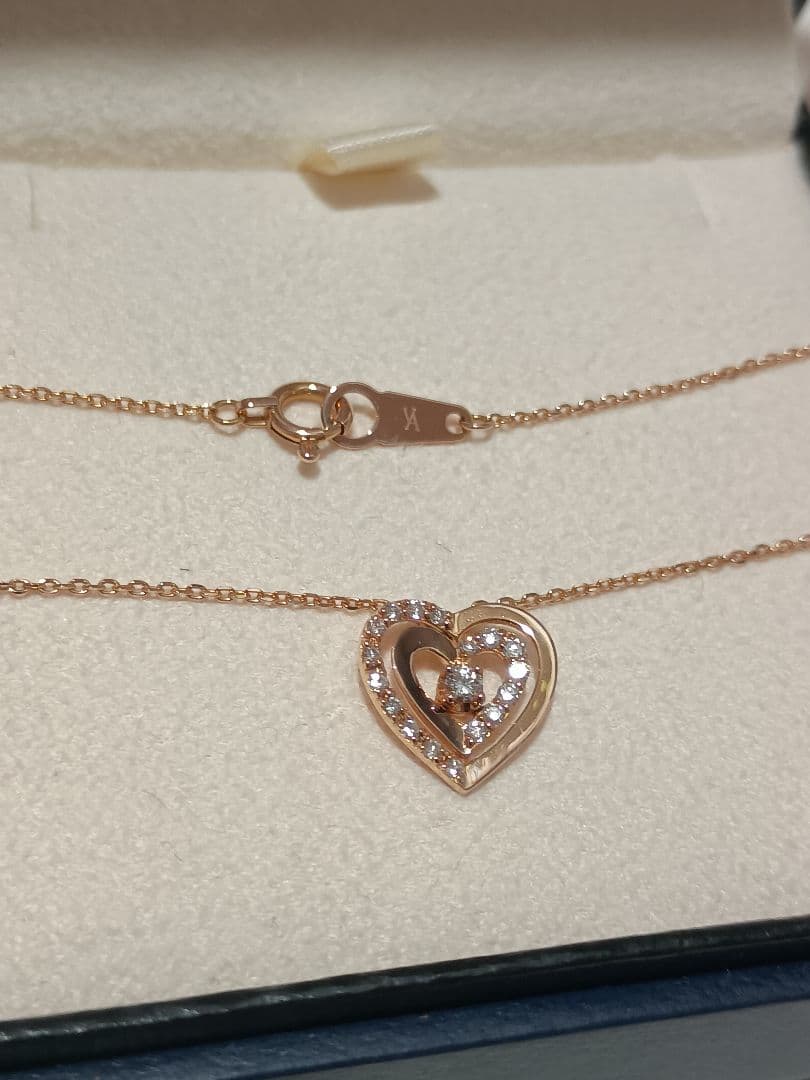 【お取り置き】ヴァンドーム青山 18金 PG ハート型 ダイヤモンド ネックレス