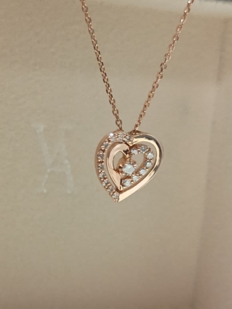 【お取り置き】ヴァンドーム青山 18金 PG ハート型 ダイヤモンド ネックレス