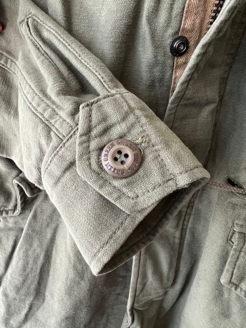 Green ミリタリーモッズコート