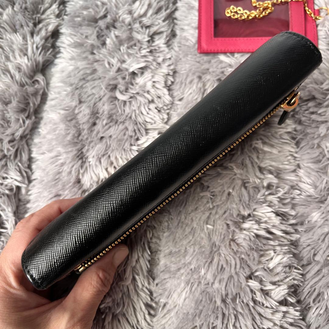 PRADA✨バイカラー　サフィアーノ　長財布　カードケース　ブラック