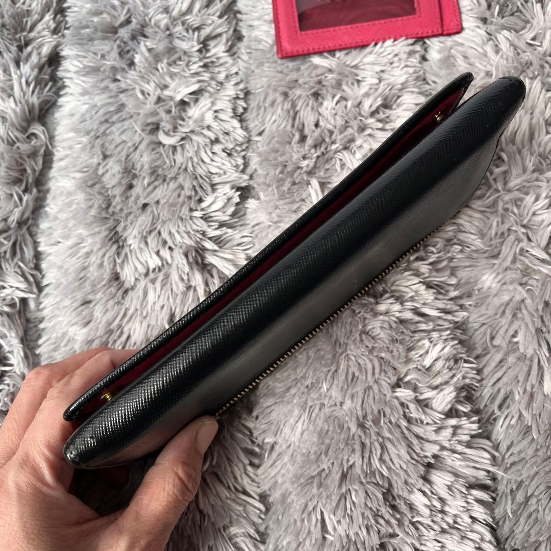 PRADA✨バイカラー　サフィアーノ　長財布　カードケース　ブラック