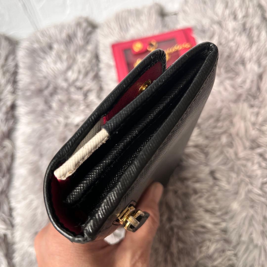 PRADA✨バイカラー　サフィアーノ　長財布　カードケース　ブラック