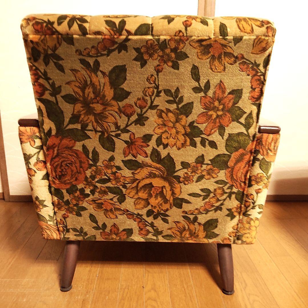 ぷ*ん様 昭和レトロ 花柄 1人掛け ソファ 椅子 チェア ソファー 大柄