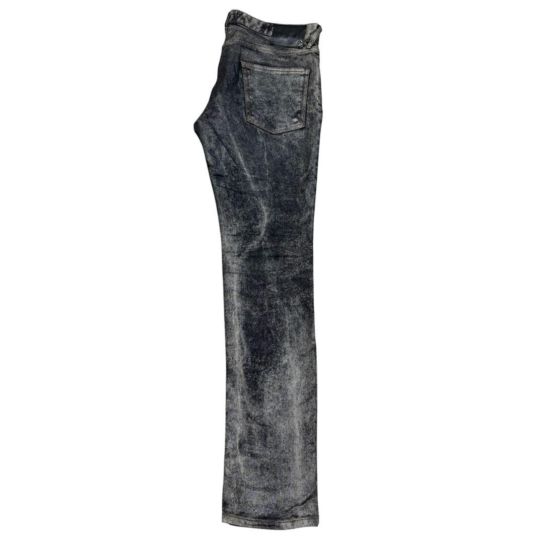 美品 Just Cavalli デニム 箔コーティング ストレッチ スリムパンツ