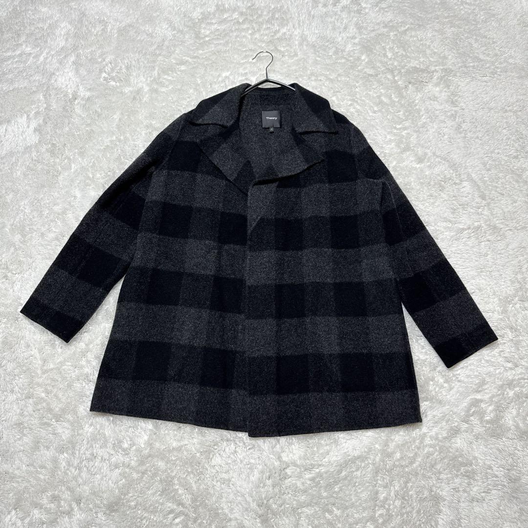 美品 theory セオリー コート チェック OVERLAY S