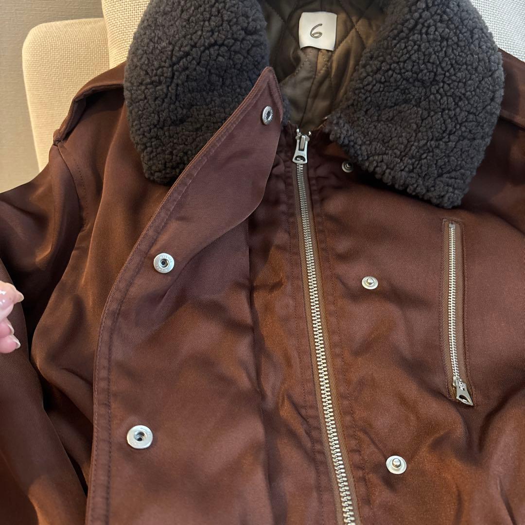 【超美品】6(ROKU) BOA COLLAR ZIP COAT B