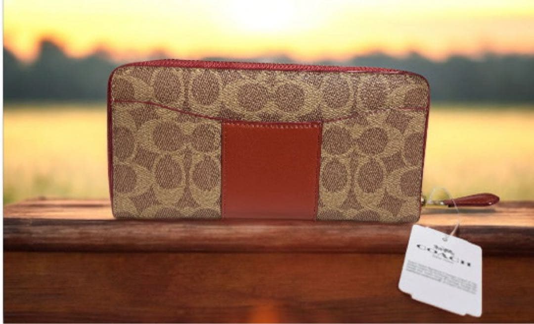 【新品】COACH 長財布 ブラウン/レッド