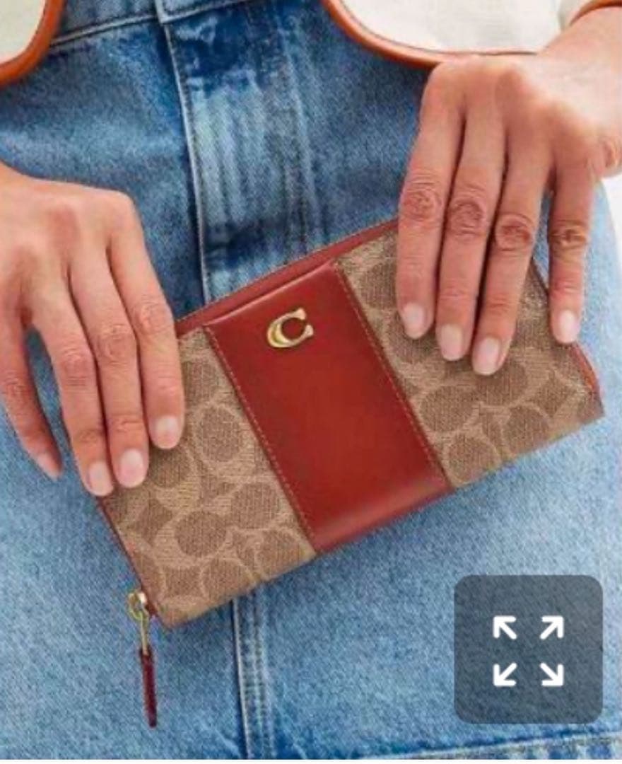 【新品】COACH 長財布 ブラウン/レッド
