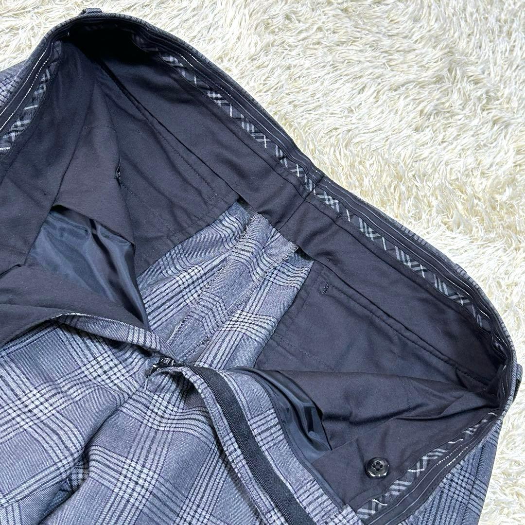 【美品 ウールシルク】バーバリーブラックレーベル　スーツ　チェック柄　グレー