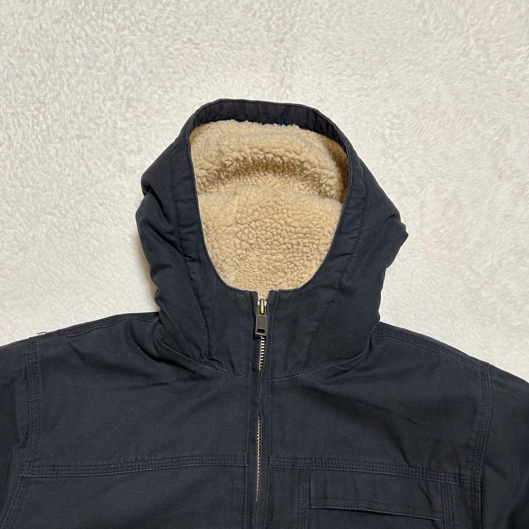 Dickes ダック地 裏地ボア フード カバーオール ジャケット 黒 M