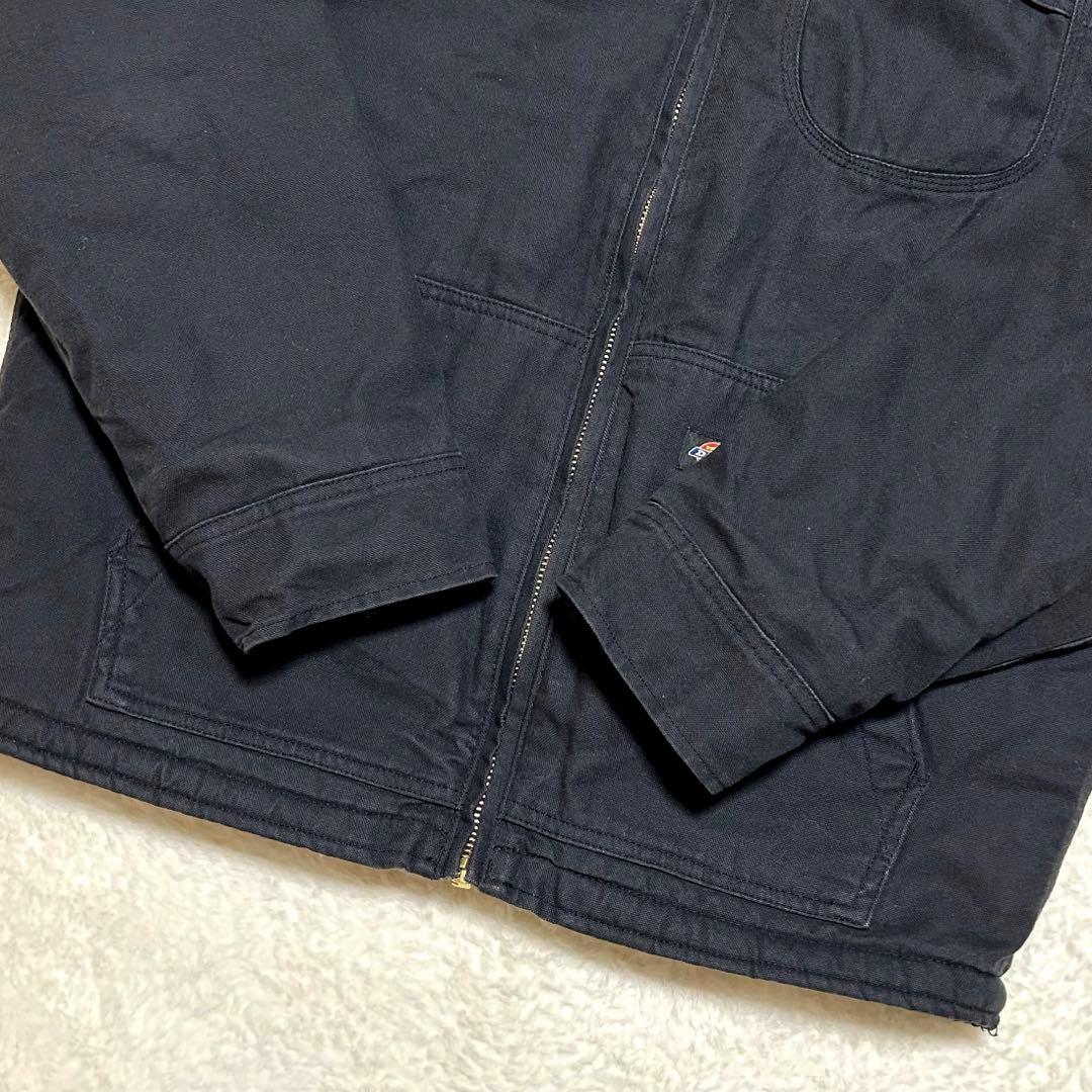 Dickes ダック地 裏地ボア フード カバーオール ジャケット 黒 M