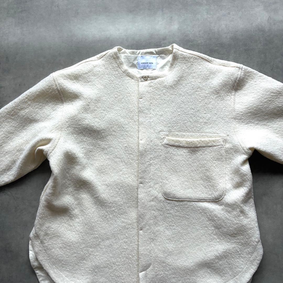 完売品 ソラモナポッシェ 圧縮ニット ウール ジャケット アウター アイボリー