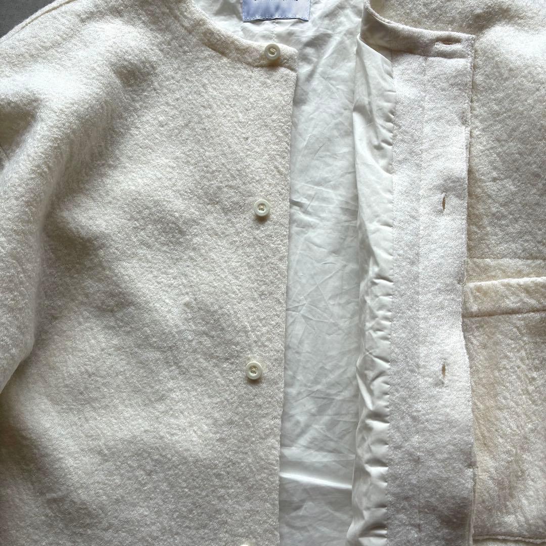 完売品 ソラモナポッシェ 圧縮ニット ウール ジャケット アウター アイボリー