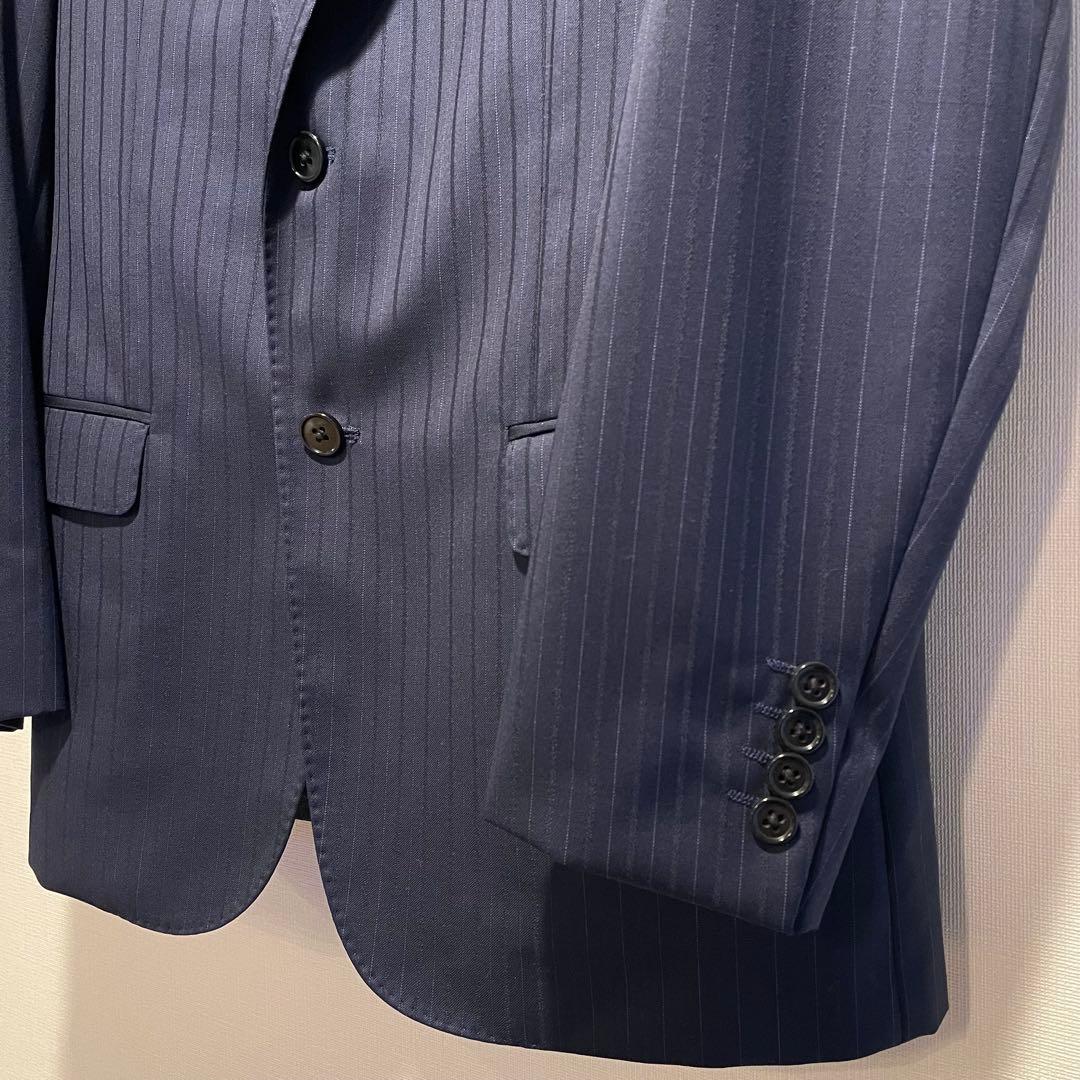 【美品】アルマーニ ネイビー ストライプ ビジネスセットアップ