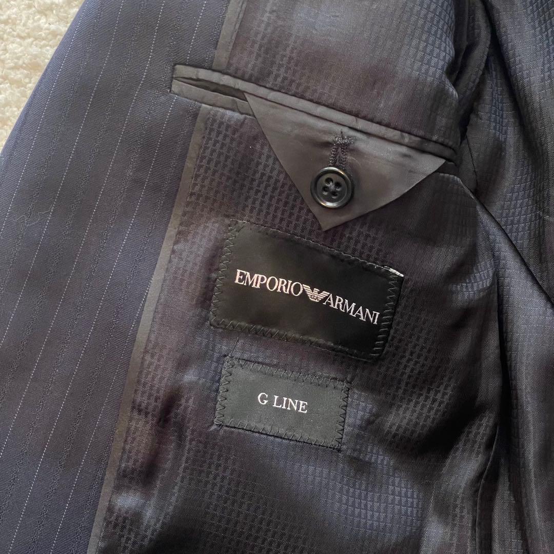 【美品】アルマーニ ネイビー ストライプ ビジネスセットアップ